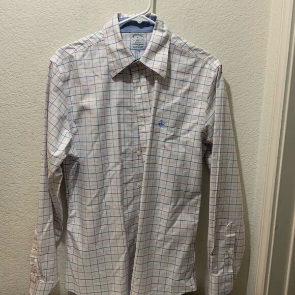Brooks Brothers 1818 Regent Men's Medium Blue Plaid Long Sleeve Button Down NWOT - Picture 1 of 10
